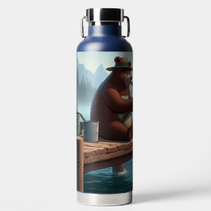 Rustikaler, vintage Outdoor-Bär-Berg Trinkflasche