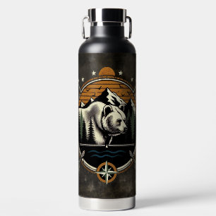 Rustikaler, vintage Outdoor-Bär-Berg Trinkflasche
