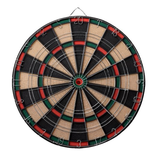 Rustikaler Vintage Retro Rot & Grün Dartscheibe (vorne)