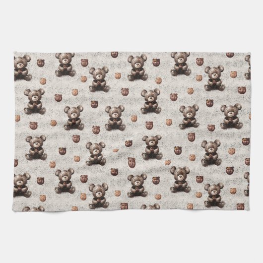 Rustikaler Vintage-Teddybär Geschirrtuch (Horizontal)