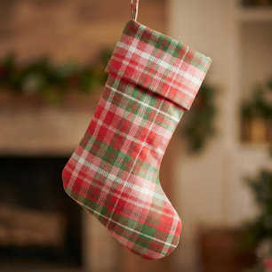 Rustikaler Vintage-Weihnachts-Rot-Grün-Tartan-Karo Stoff