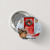 Rustikaler Vintage-Weihnachts-Türkränze in Rot Button (Vorne & Hinten)