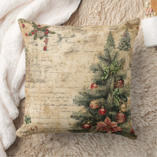 Rustikaler Vintage-Weihnachtsbaum-Zapfen-Muster Kissen