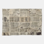 Rustikaler Vintage-Zeitungs-Patchwork-Collage Geschirrtuch (Horizontal)
