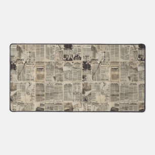 Rustikaler Vintage-Zeitungs-Patchwork-Collage Schreibtischunterlage