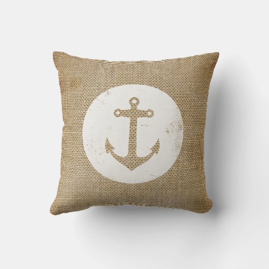 Rustikaler Vintager Anker Kissen (Rückseite)