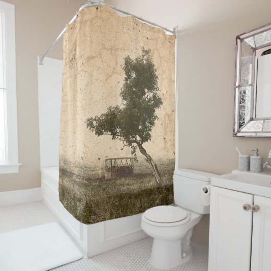 Rustikaler Vintager antiker beige Duschvorhang (Beispiel)