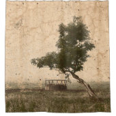 Rustikaler Vintager antiker beige Duschvorhang (Vorderseite)