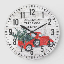 Rustikaler Vintager Barnholz Roter Lkw Weihnachtsb Große Wanduhr