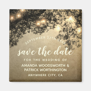 Rustikaler Vintager Baum, der Save the Date Magnet