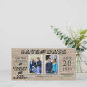 Rustikaler Vintager Blick Save the Date 2 Foto (Stehend Vorderseite)