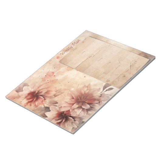 Rustikaler Vintager Blumenplaner Notizblock (angewinkelt)