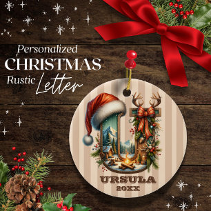 Rustikaler Vintager Brief U Christmas Personalizab Keramik Ornament