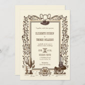 Rustikaler Vintager Cowboy-Hochzeitsrahmen für Wes Einladung (Vorne/Hinten)