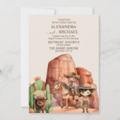 Rustikaler Vintager Cowboy Wedding Horse Cactus Einladung (Vorderseite)