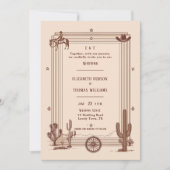 Rustikaler Vintager Cowboy Wedding Terracotta Rahm Einladung (Vorderseite)