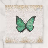 Rustikaler Vintager Emerald Green Gold Butterfly Geschenkanhänger (Rückseite)