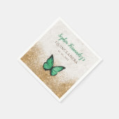 Rustikaler Vintager Emerald Green Gold Butterfly Serviette (Ecke)