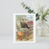 Rustikaler Vintager Erntedank Türkei & Pumpkin Postkarte (Stehend Vorderseite)