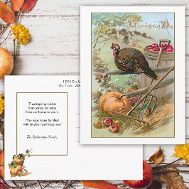 Rustikaler Vintager Erntedank Türkei & Pumpkin Postkarte