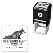 Rustikaler Vintager Fox Zeichnend Name Rücksendead Permastempel (Beispiel)