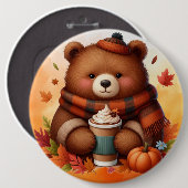 Rustikaler/Vintager Herbstbär Button (Vorne & Hinten)