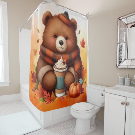 Rustikaler/Vintager Herbstbär Duschvorhang (Beispiel)