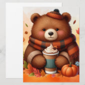 Rustikaler/Vintager Herbstbär Feiertagskarte (Vorne/Hinten)