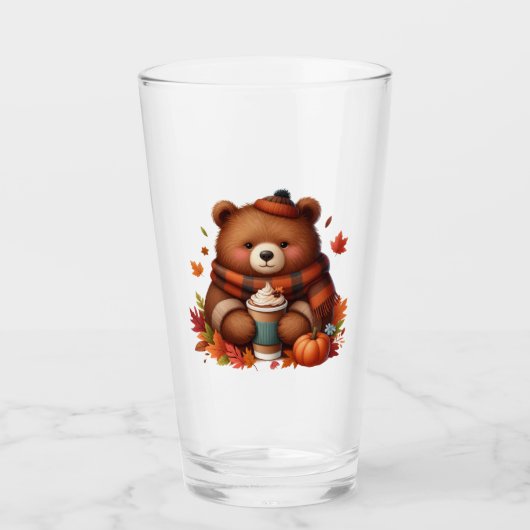 Rustikaler/Vintager Herbstbär Glas (Vorderseite)