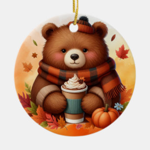 Rustikaler/Vintager Herbstbär Keramik Ornament