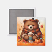Rustikaler/Vintager Herbstbär Magnet (Vorderseite/Rückseite)