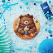 Rustikaler/Vintager Herbstbär Pappteller (Party)