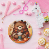 Rustikaler/Vintager Herbstbär Pappteller (Party)