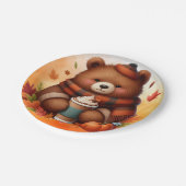 Rustikaler/Vintager Herbstbär Pappteller (Schrägansicht)