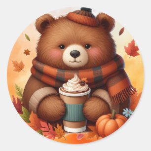 Rustikaler/Vintager Herbstbär Runder Aufkleber
