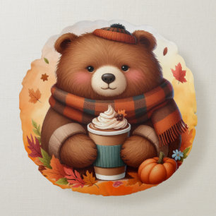 Rustikaler/Vintager Herbstbär Rundes Kissen