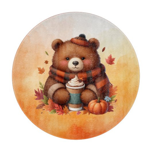 Rustikaler/Vintager Herbstbär Schneidebrett (Vorderseite)