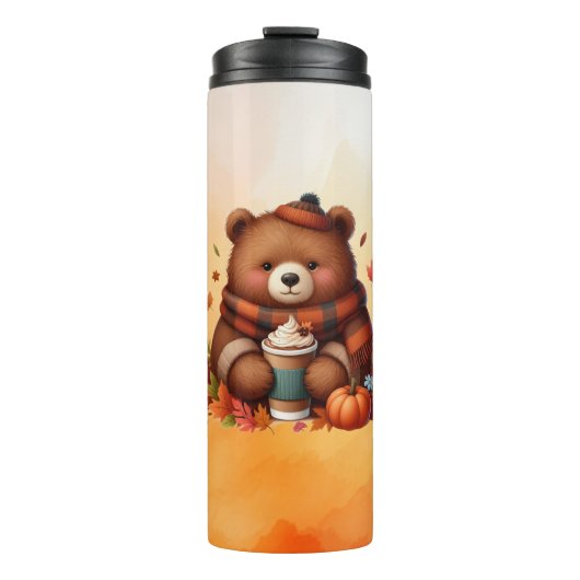 Rustikaler/Vintager Herbstbär Thermosbecher (Vorderseite)