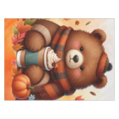 Rustikaler/Vintager Herbstbär Tischdecke (Vorderseite (Horizontal))