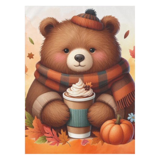 Rustikaler/Vintager Herbstbär Tischdecke (Vorderseite)