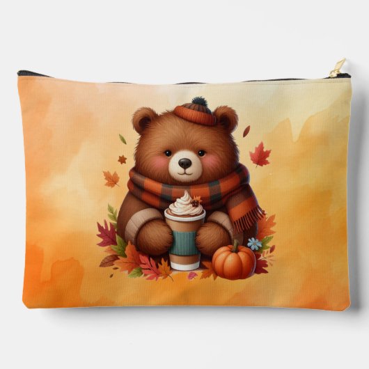 Rustikaler/Vintager Herbstbär Zubehörtasche (Rückseite)