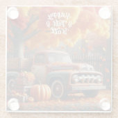 Rustikaler/Vintager Herbstwagen Glasuntersetzer (Rückseite)