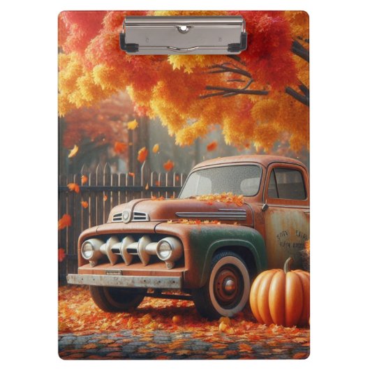Rustikaler/Vintager Herbstwagen Klemmbrett (Vorderseite)