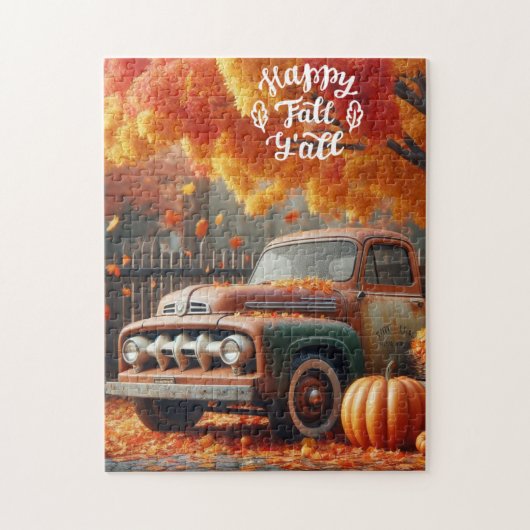 Rustikaler/Vintager Herbstwagen Puzzle (Vertikal)