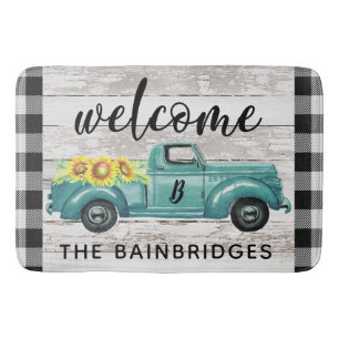 Rustikaler Vintager LKW Buffalo Karo Familienname Badematte