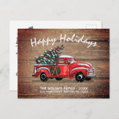 Rustikaler Vintager LKW-Happy Holidays Ankündigungspostkarte (Vorne/Hinten)