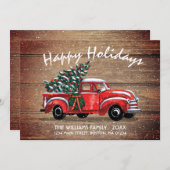 Rustikaler Vintager LKW Happy Holidays Moving Ankündigung (Vorne/Hinten)