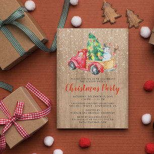 Rustikaler Vintager Lkw   Weihnachtsfeier Einladung