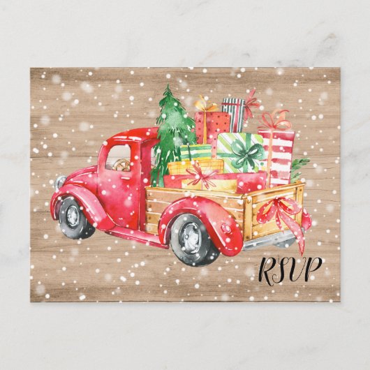 Rustikaler Vintager Lkw | Weihnachtsfeiertag UAWG Einladungspostkarte (Vorderseite)