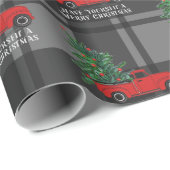 Rustikaler Vintager Red Truck Grau Karierte Weihna Geschenkpapier (Rolleneckpunkt)